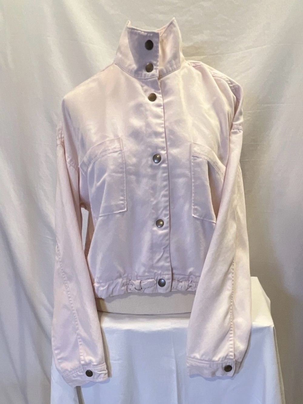 Marine Layer Light Pink Satin-Style Bomber Jacket